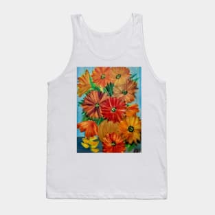 abstract carnations flowers in a gold vase Tank Top